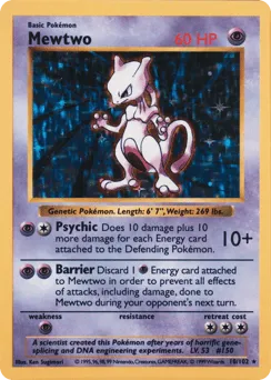 Mewtwo 10/102 Unlimited Shadowless Holo Base