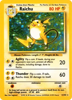 Raichu 14/102 Unlimited Holo Base