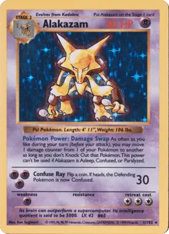 Alakazam 1/102 Unlimited Shadowless Holo Base