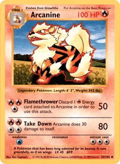 Arcanine 23/102 Unlimited Shadowless Base