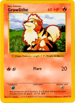 Growlithe 28/102 Unlimited Shadowless Base