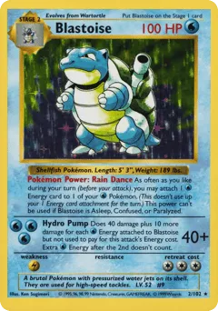 Blastoise 2/102 Unlimited Shadowless Holo Base