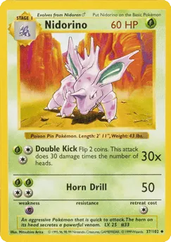 Nidorino 37/102 Unlimited Shadowless Base