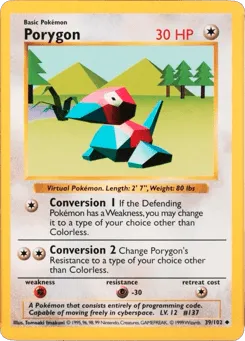 Porygon 39/102 Unlimited Shadowless Base