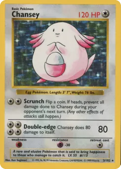 Chansey 3/102 Unlimited Shadowless Holo Base