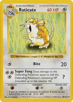 Raticate 40/102 Unlimited Shadowless Base