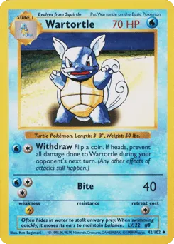 Wartortle 42/102 Unlimited Shadowless Base