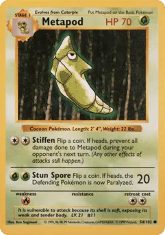Metapod 54/102 Unlimited Shadowless Base