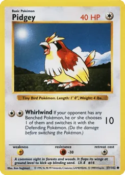 Pidgey 57/102 Unlimited Shadowless Base
