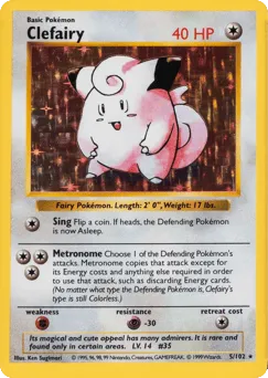 Clefairy 5/102 Unlimited Shadowless Holo Base