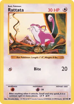 Rattata 61/102 Unlimited Shadowless Base