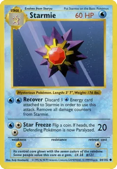 Starmie 64/102 Unlimited Shadowless Base