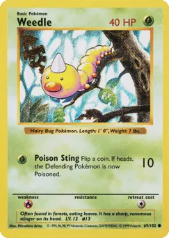 Weedle 69/102 Unlimited Shadowless Base