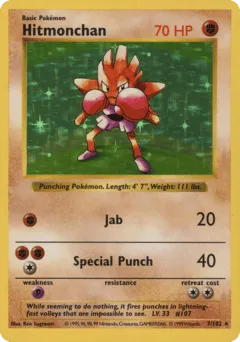 Hitmonchan 7/102 Unlimited Shadowless Holo Base