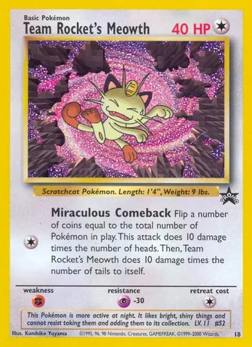 Team Rocket's Meowth 18 Wizards Black Star Promos