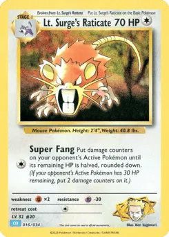 Lt. Surge's Raticate 016/034 Pokémon TCG Classic - Blastoise