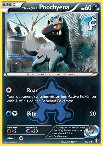 Team Aqua's Poochyena 16/34 Double Crisis