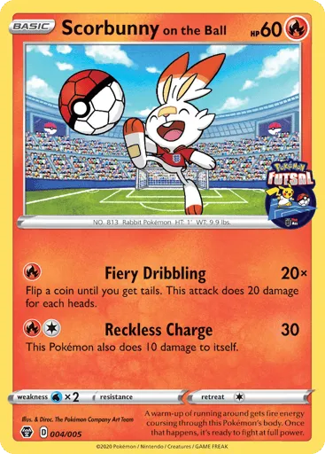 Scorbunny on the Ball 004/005 Pokémon Futsal Collection
