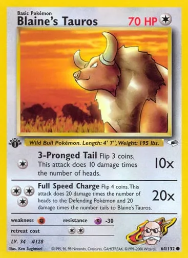 Blaine's Tauros 64/132 Gym Heroes
