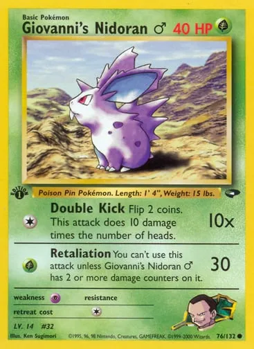 Giovanni's Nidoran ♂ 76/132 Gym Challenge
