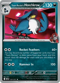 Team Rocket's Honchkrow 127/217 Rocket Reverse Ascended Heroes