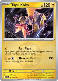 Tapu Koko 067/217 Quick Ball Ascended Heroes