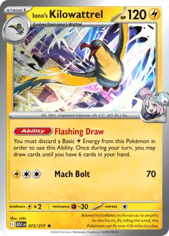 Iono's Kilowattrel 072/217 Holo Ascended Heroes