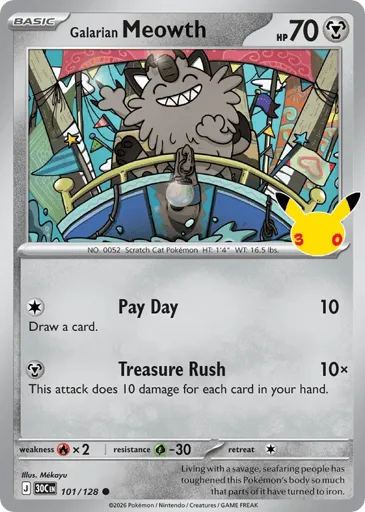 Galarian Meowth 101/128 30th Celebration