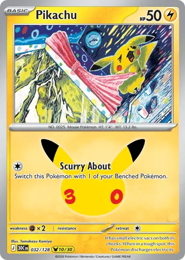 Pikachu 032/128 30th Celebration