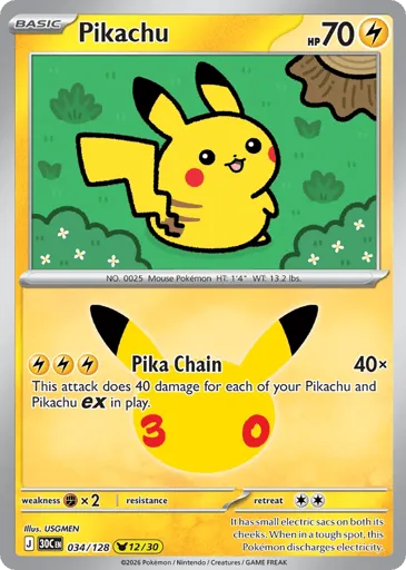 Pikachu 034/128 30th Celebration