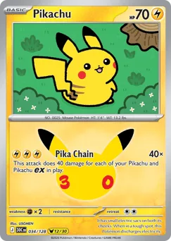 Pikachu 034/128 30th Celebration