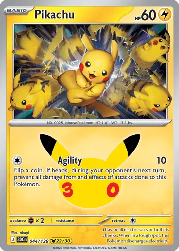 Pikachu 044/128 30th Celebration