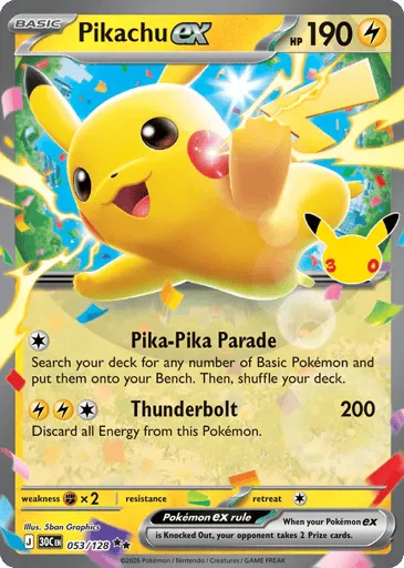 Pikachu ex 053/128 30th Celebration