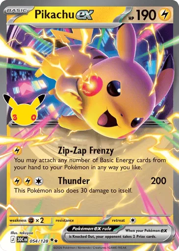 Pikachu ex 054/128 30th Celebration
