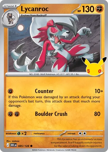 Lycanroc 085/128 30th Celebration