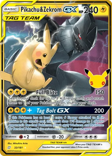 Pikachu & Zekrom-GX 33/181 30th Celebration: Classic Collection