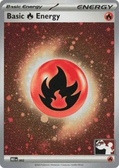 Basic Fire Energy 002 Play Pokemon Stamp Cosmos Holo Mega Evolution Energies