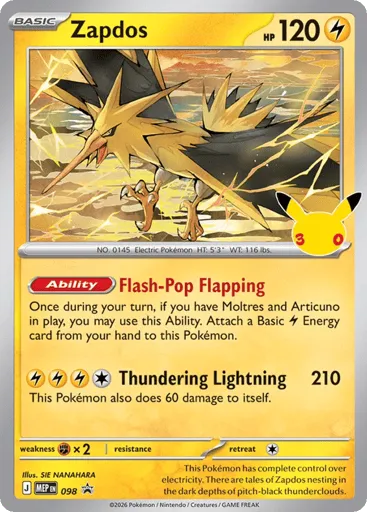 Zapdos 098 Mega Evolution Black Star Promos