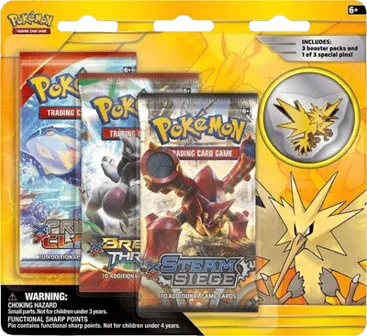 Legendary Birds Pin 3 Pack Blister (Zapdos Pin)