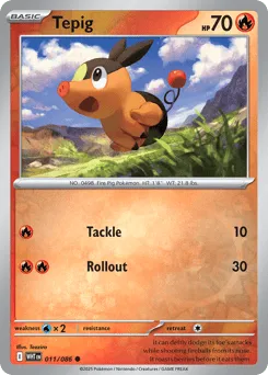 Tepig 011/086 Reverse Holo White Flare