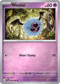 Woobat 036/086 Reverse Holo White Flare