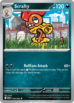 Scrafty 058/086 Reverse Holo White Flare