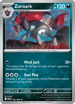 Zoroark 062/086 Reverse Holo White Flare