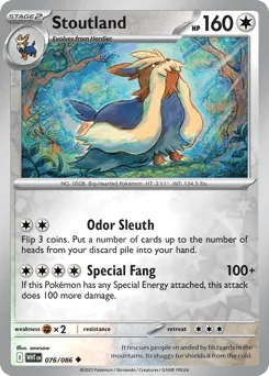 Stoutland 076/086 Reverse Holo White Flare