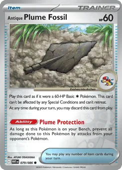 Antique Plume Fossil 079/086 Reverse Holo White Flare