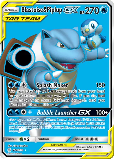 Blastoise & Piplup-GX 214/236 Cosmic Eclipse