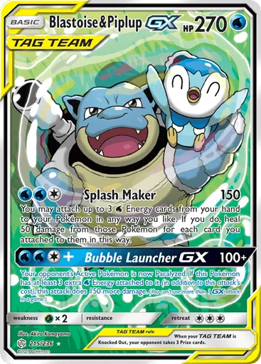 Blastoise & Piplup-GX 215/236 Cosmic Eclipse