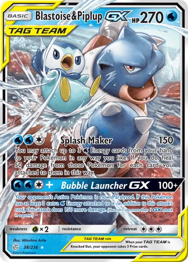 Blastoise & Piplup-GX 38/236 Cosmic Eclipse