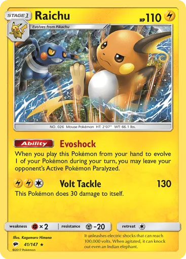 Raichu 41/147 Burning Shadows