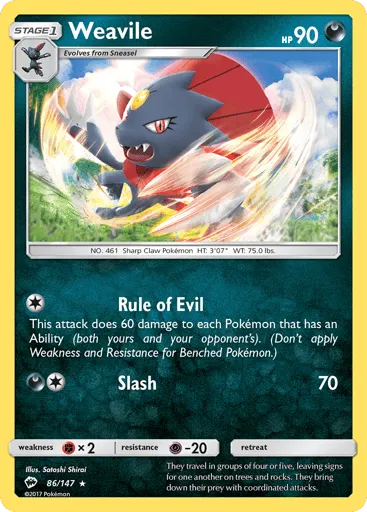Weavile 86/147 Burning Shadows